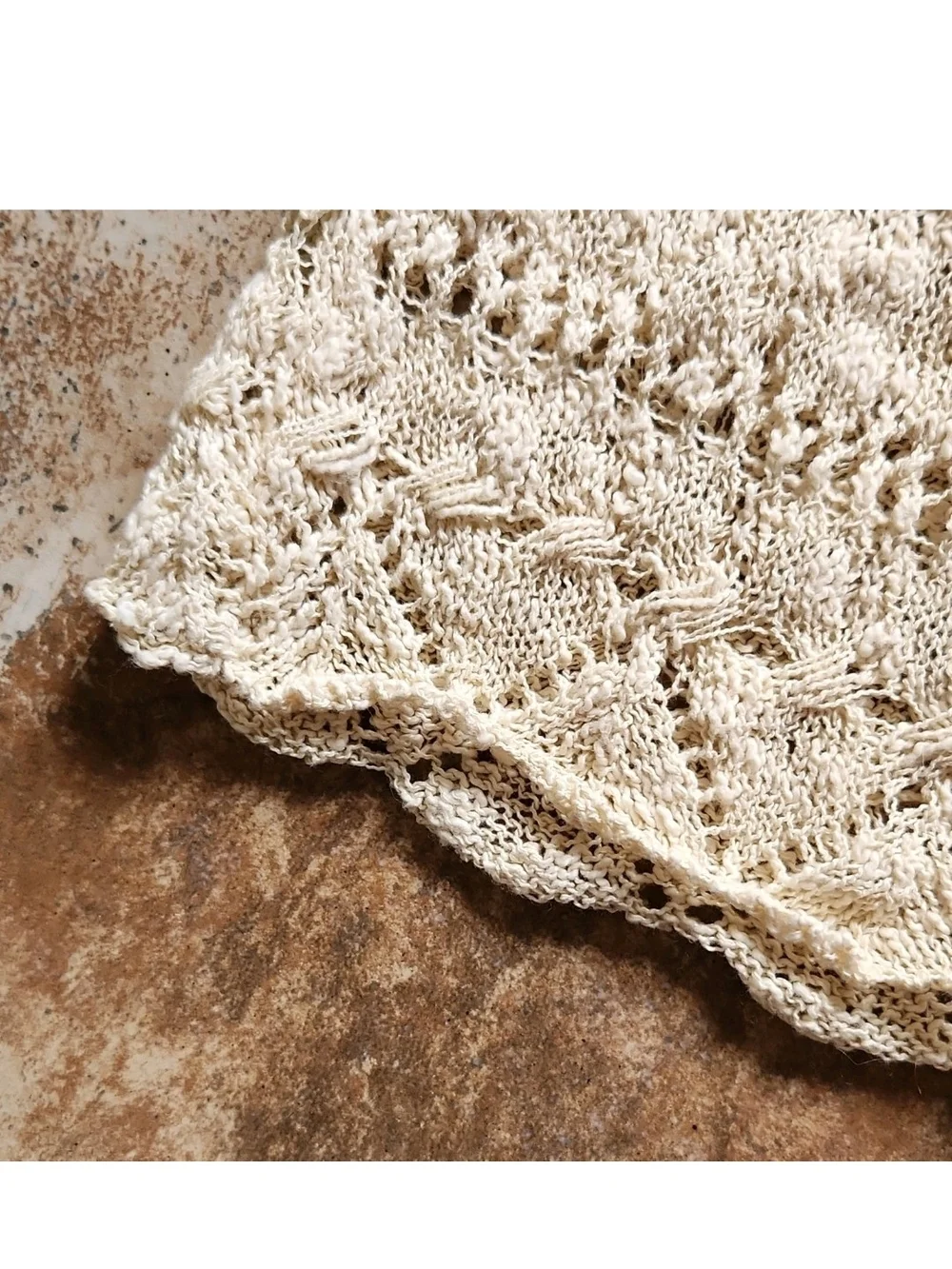 Free People Cream Openwork Knit Top